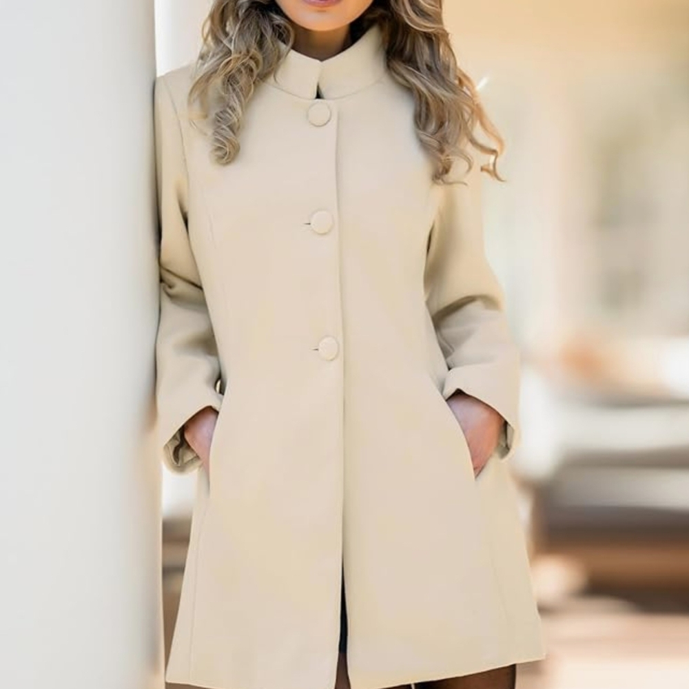 Allegra K Women's Cream Pea Coat
